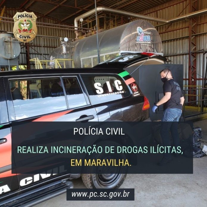 Polícia Civil realiza incineração de drogas ilícitas em Maravilha