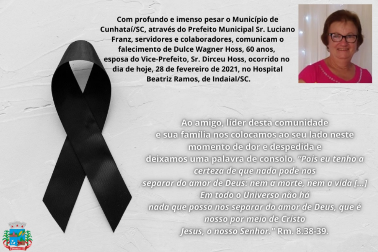 Morre esposa do vice-prefeito de Cunhataí vítima da Covid-19