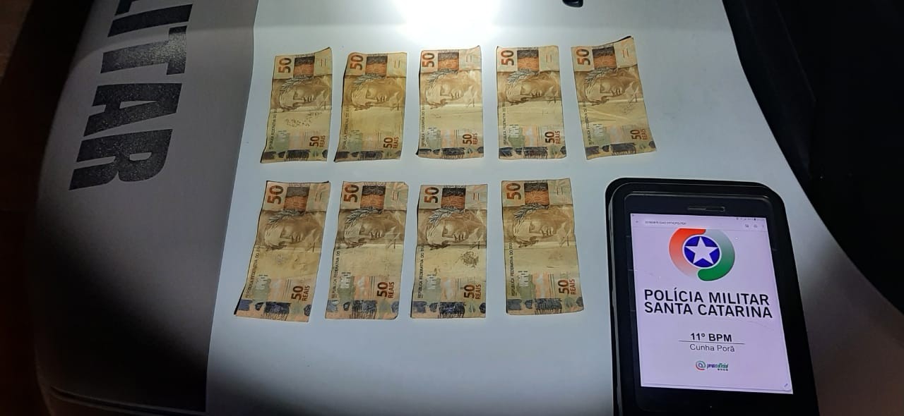 Jovem é preso em Cunha Porã repassando dinheiro falso no comércio local