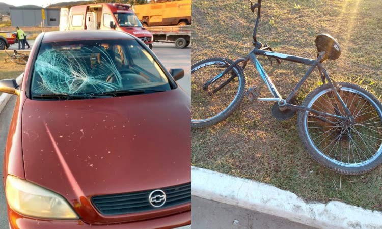 Homem fica ferido após colidir bicicleta em carro em SC