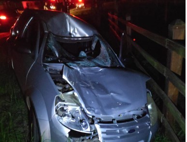 Motorista fica ferido após carro atropelar égua em São Lourenço do Oeste