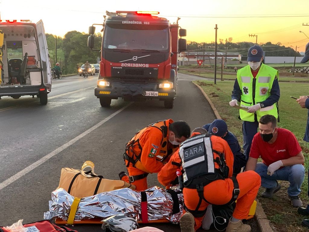 Após acidente na BR-282, homem é encaminhado a hospital de Chapecó em estado grave