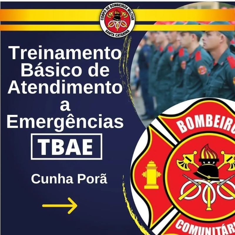 Abertas as inscrições para Processo Seletivo do Treinamento Básico de Atendimento a Emergências dos Bombeiros em Cunha Porã