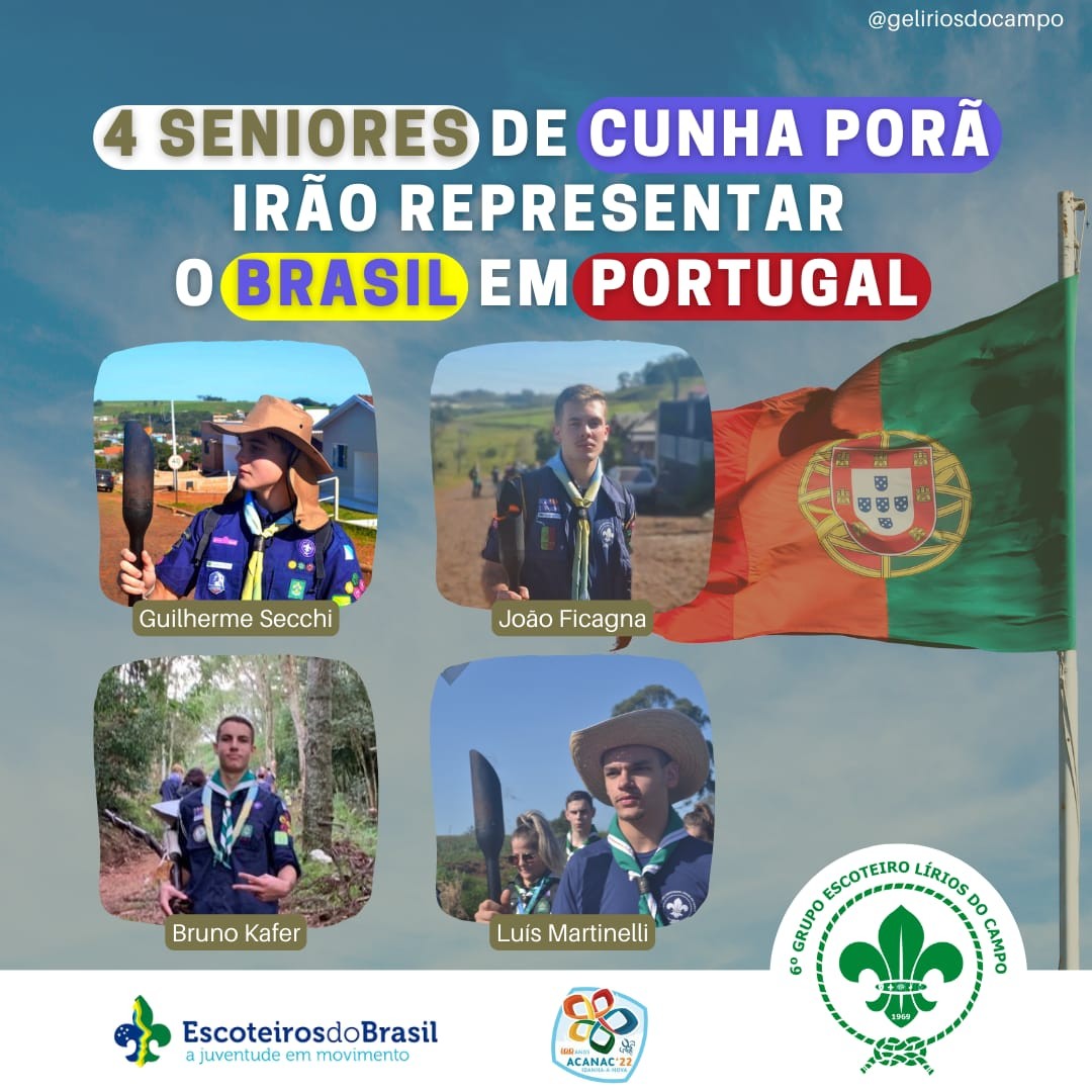 Escoteiros de Cunha Porã estarão representando o Brasil em Portugal