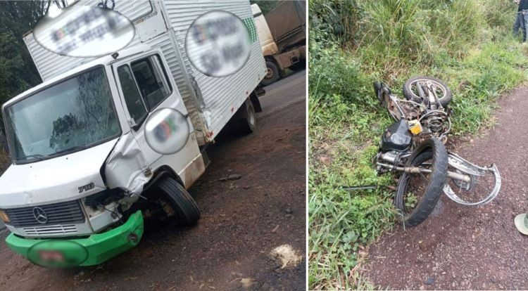 Motociclista morre após bater de frente com caminhão em rodovia de Itapiranga