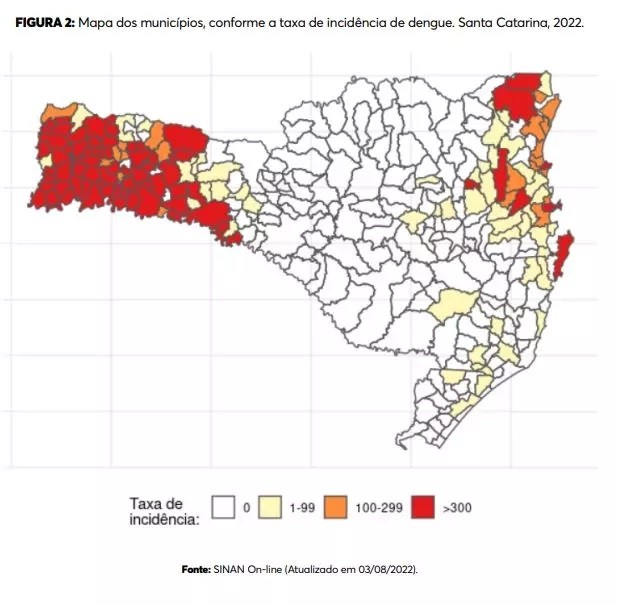 Sobe para 90 o número de mortes por dengue em Santa Catarina