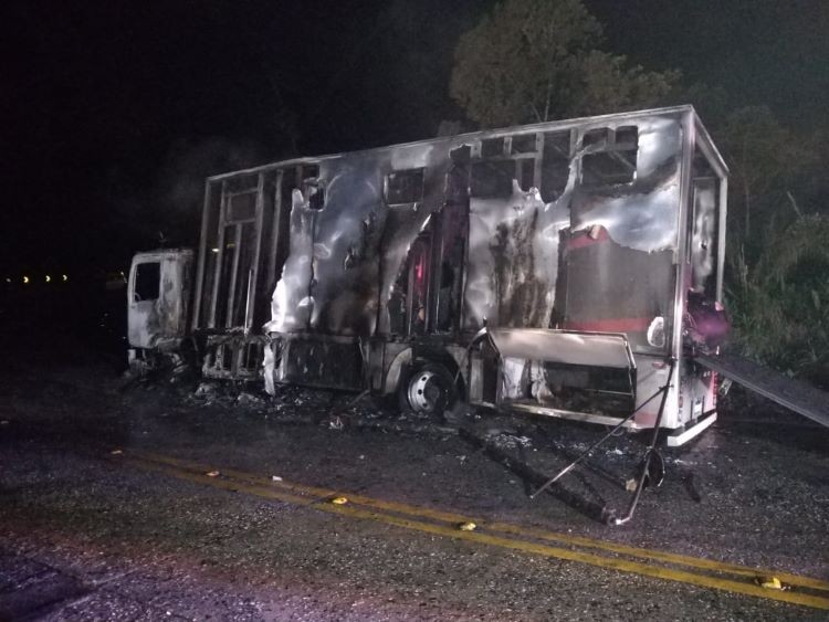 Cavalos morrem queimados após caminhão pegar fogo na SC-418