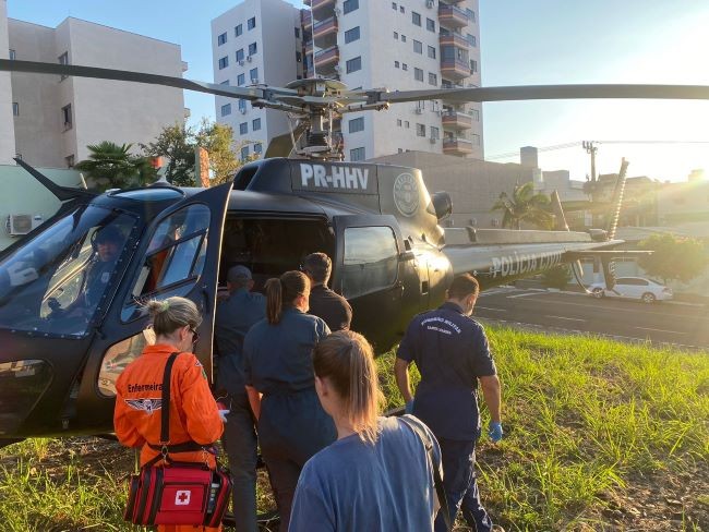 Paciente é transferido do hospital de Cunha Porã pelo serviço aeromédico à Xanxerê