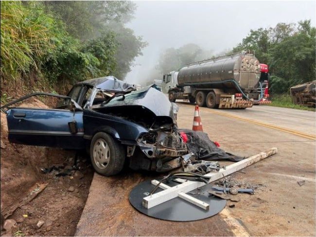 Grave acidente deixa uma pessoa morta na BR-163, em Guaraciaba