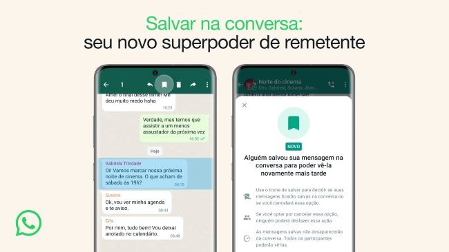 WhatsApp apresenta novo recurso para salvar mensagens dentro de conversa