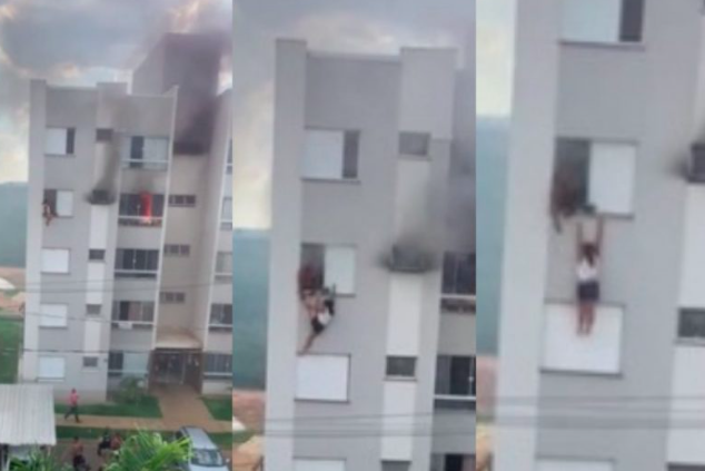 Neta de 11 anos causa incêndio e avós pulam de prédio para se salvar em MG