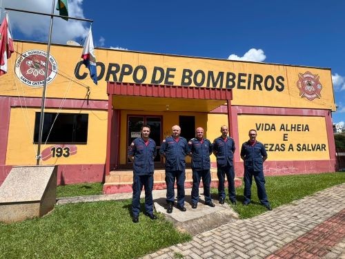 Corpo de Bombeiros Militar de Cunha Porã recebe visita institucional para aprimoramento