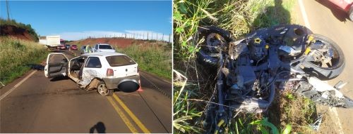 Homem morre em violenta colisão entre carro, caminhão e motocicleta no Oeste de Santa Catarina