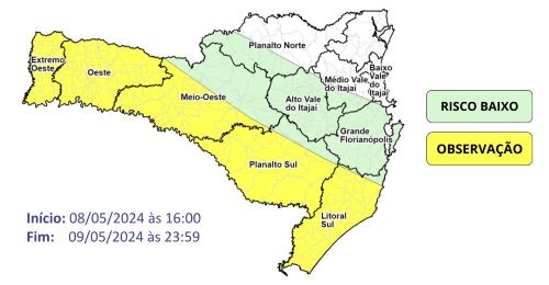 Frente fria vinda do Rio Grande do Sul traz temporais e fortes ventos para SC