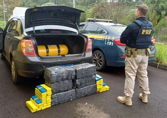 Após perseguição policial, 150 kg de maconha são apreendidos na BR-282