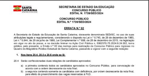 Educação corrige edital e reabre inscrição para maior concurso da história em SC