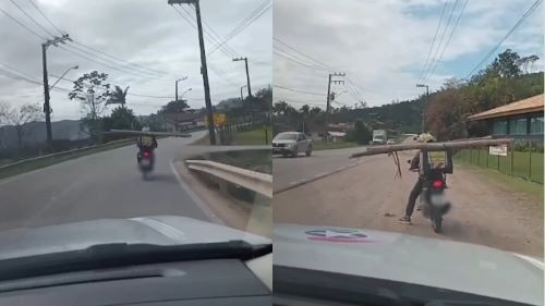 Transporte de objeto “inusitado” em cima de moto faz motorista ser multado em SC