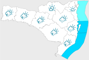 Sol e nebulosidade marcam o início da semana em Santa Catarina, com possibilidade de chuvas isoladas