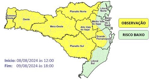 Massa de ar polar derruba temperaturas em Santa Catarina nesta sexta-feira