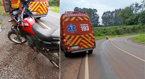 Motociclista sofre queda na Avenida do Comércio em Cunha Porã devido à presença de óleo na pista