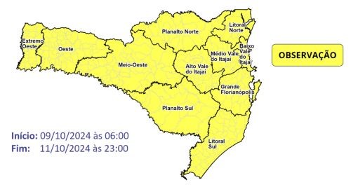Semana será marcada por instabilidade em Santa Catarina, alerta Defesa Civil