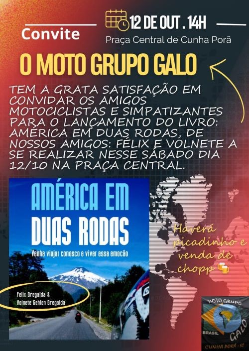 Autores de 'América em Duas Rodas' lançam livro em Cunha Porã neste sábado