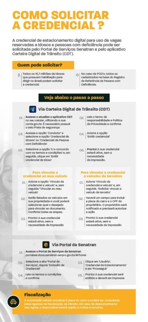 Credencial de estacionamento para idosos e pessoas com deficiência passa a ser digital