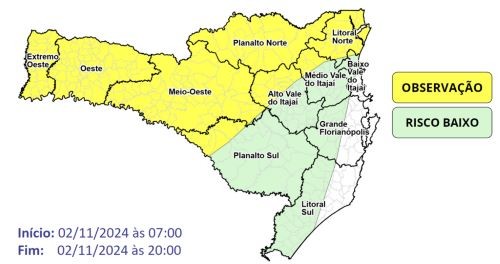 Previsão de temporais isolados e alerta da Defesa Civil para este sábado (02), Feriado de Finados