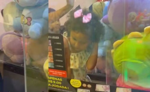 Criança fica presa em máquina de ursos de pelúcias, escolhe brinquedo e mobiliza resgate em SC