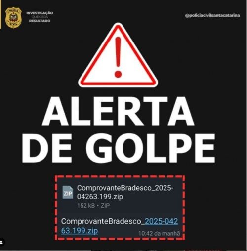 Polícia Civil alerta para golpe do comprovante de Pix em formato .zip