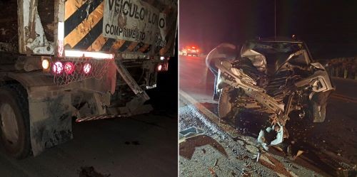  Colisão traseira entre carro e caminhão na BR-282 deixa um ferido