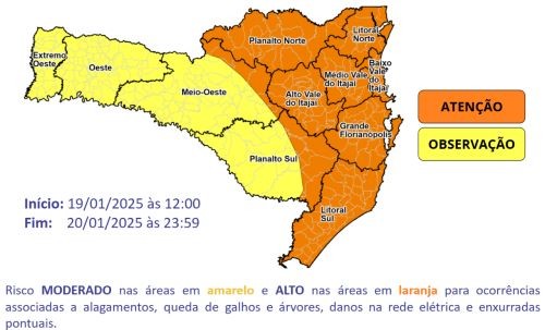 Semana começa com temporais, ventos fortes e instabilidade em Santa Catarina