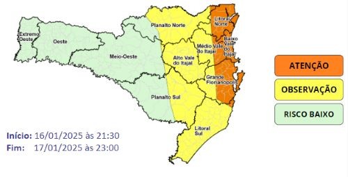 Sexta-feira de instabilidade e chuvas intensas em Santa Catarina
