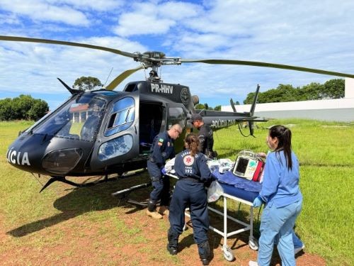 Helicóptero da Polícia Civil realiza transferência de paciente com suspeita de AVC