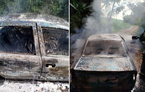 Bombeiros combatem incêndio em veículo na Linha Irajá, em Maravilha