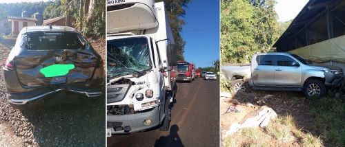 Engavetamento entre cinco veículos deixa feridos na SC-159, no Oeste