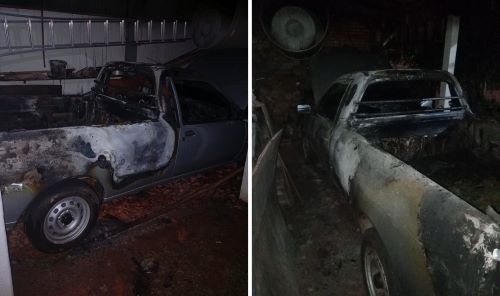 Bombeiros controlam incêndio em veículo dentro de garagem em Cunha Porã
