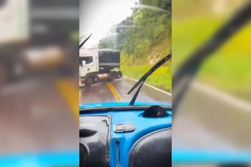 Caminhoneiro faz manobra e evita grave acidente na PR-340, no interior do Paraná