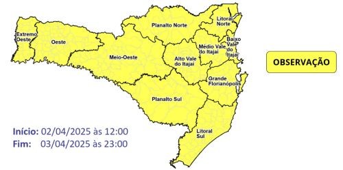 Frente fria avança e traz temporais para Santa Catarina
