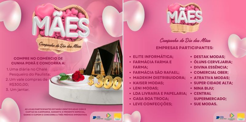Comércio de Cunha Porã lança campanha especial para o Dia das Mães