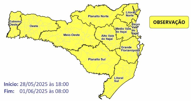 Frente fria avança e SC terá dias de sol, seguido por frio intenso e possibilidade de neve