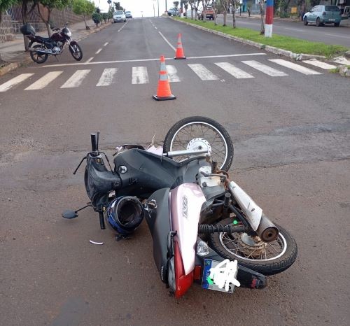 Motociclista fica ferido após colisão com carro em Cunha Porã