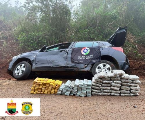 Perseguição policial na SC-283 termina com apreensão de 120 kg de drogas e fuga de suspeito