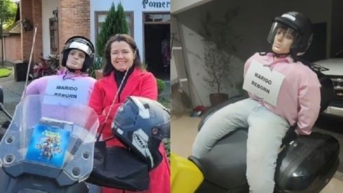 Mulher percorre mais de 2 mil km de moto com ‘marido reborn’ e viraliza nas redes