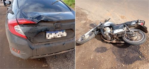 Motociclista fica ferido em colisão traseira com carro em Cunha Porã