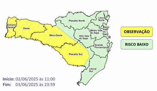 Frente de instabilidade provoca temporais em Santa Catarina nesta segunda-feira