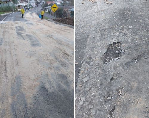 Gelo na pista mobiliza Bombeiros por oferecer risco de acidentes em cidade do Oeste