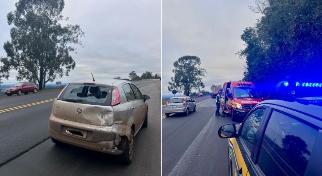 Motociclista fica ferido após colisão traseira na BR-158, em Cunha Porã