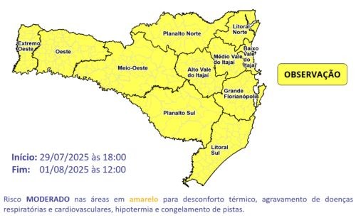 Massa de ar polar derruba temperaturas em SC e frio intenso deve persistir 