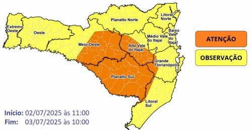 Frio intenso segue em SC e mínima pode ficar abaixo de 0°C em alguns pontos